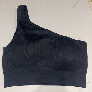 Black One-Shoulder Crop Top